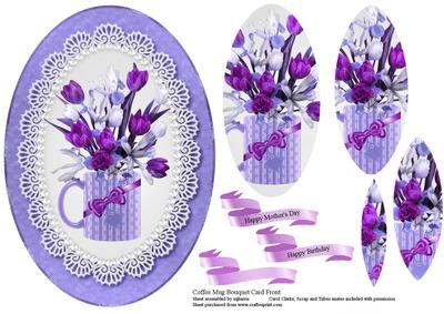 Bouquet in a Coffee Mug Card Topper