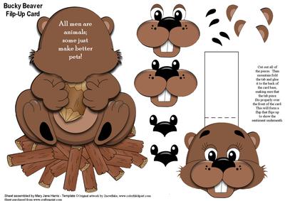 Bucky Beaver Flip-up Card