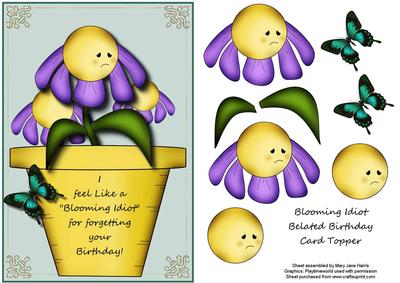 Blooming Idiot Belated Birthday Card Topper