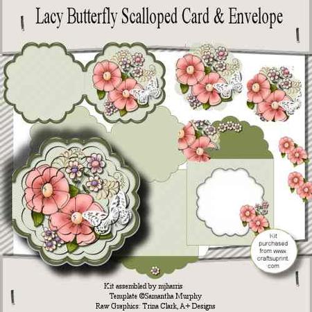 Lacy Butterfly Scallop-shaped Card Kit