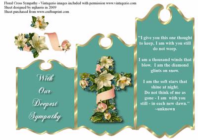 Floral Cross Sympathy Tri-fold