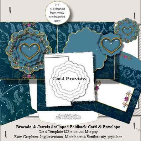 Brocade & Jewles Fold Back Card & Envelope Kit
