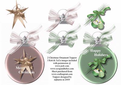 2 Christmas Ornament Toppers