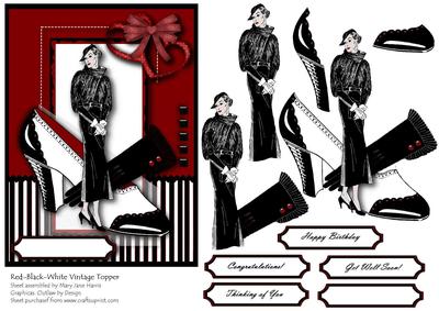 Red-black-white Vintage Topper