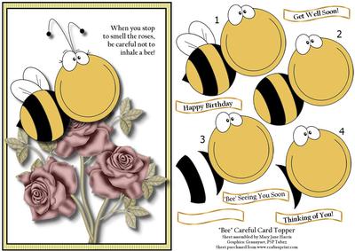 Bee Careful Card Topper 1