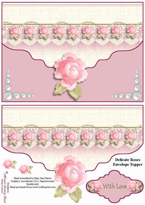 Delicate Pink Rose Envelop Card Topper