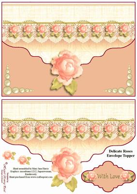 Delicate Peach Rose Envelop Card Topper