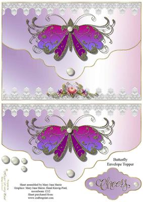 Purple Butterfly Envelope Card Topper 1
