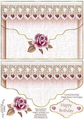 Layered Envelope Purple Roses Card Topper