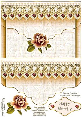 Layered Envelope Purple Roses Card Topper 3