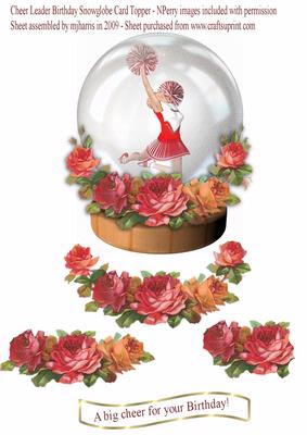 Cheer Leader Snowglobe Card Topper