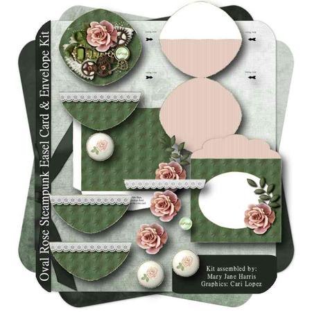 Oval Rose Steampunk Card & Envelope Kit