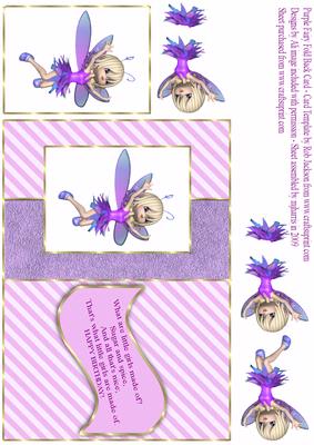 Purple Birthday Fairy Fold Back Card