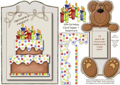 50th Birthday Card Topper & Bookmark