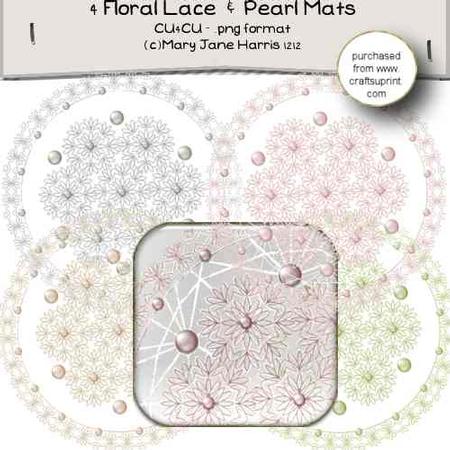 4 Floral Lace & Pearl Mats - Cu4cu