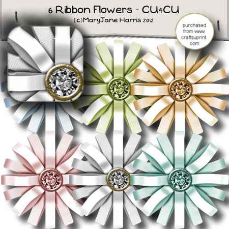 6 Ribbon Flowers - Cu4cu