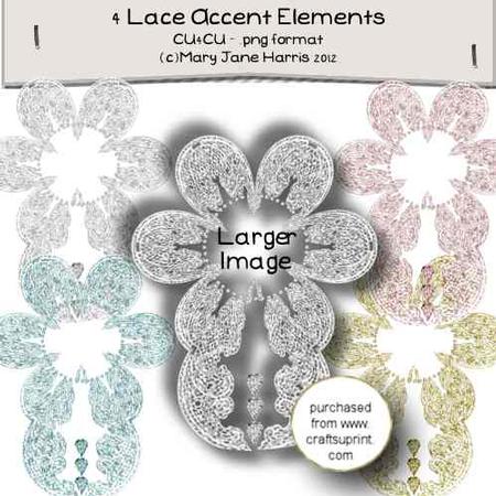 4 Lace Accent Elements - Cu4cu