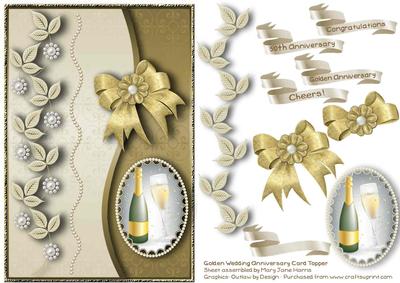 Golden Wedding Anniversary Card Topper