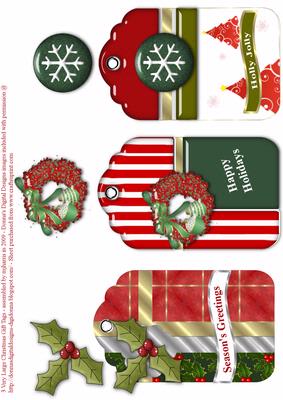 3 Very Large Christmas Gift Tags