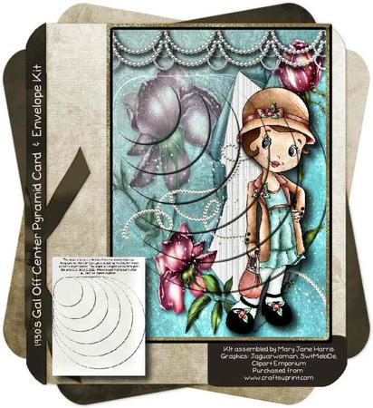 1930's Gal Off-center Pyramid Card & Envleope Kit