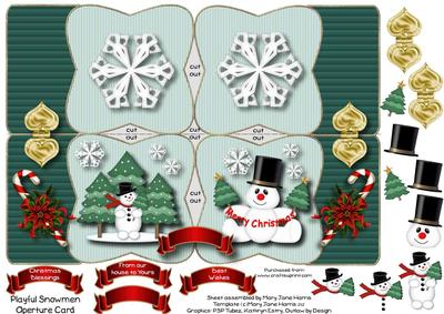 Playful Snowmen Aperture Card