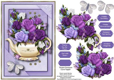 Teapot Bouquet Card Topper 1