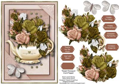 Teapot Bouquet Card Topper 2