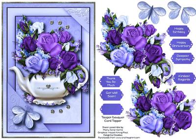Teapot Bouquet Card Topper 3
