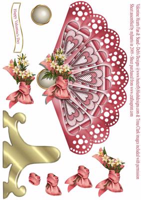 Valentine Hearts Fan & Stand Card