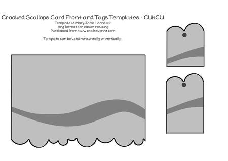 Croocked Scallops Card Front and Tags Template - Cu4cu