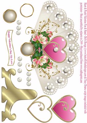 Hearts & Pearls Valentine's Fan & Stand