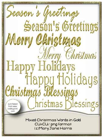 Mixed Christmas Words in Gold - Cu4cu