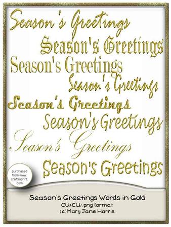Season's Greetings Words in Gold - Cu4cu