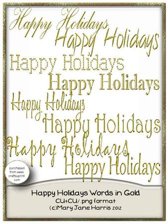 Happy Holidays Words in Gold - Cu4cu