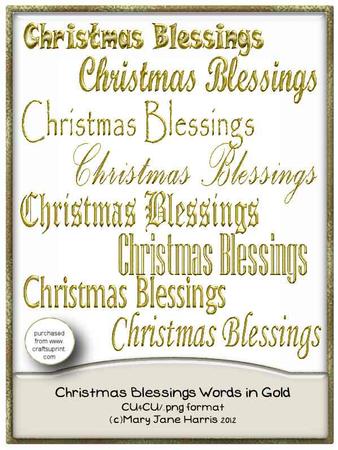 Christmas Blessings Words in Gold - Cu4cu