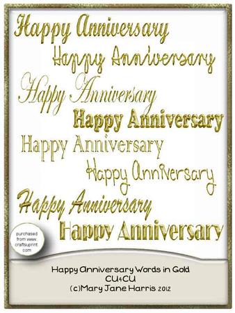 Happy Anniversary Words in Gold - Cu4cu