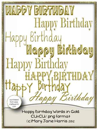 Happy Birthday Words in Gold - Cu4cu