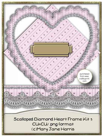 Scalloped Diamond Heart Frame Kit 3 - Cu4cu