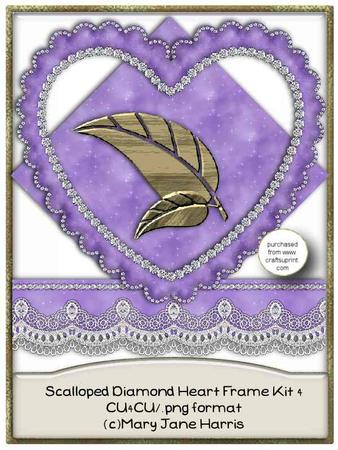 Scalloped Diamond Heart Frame Kit 4 - Cu4cu