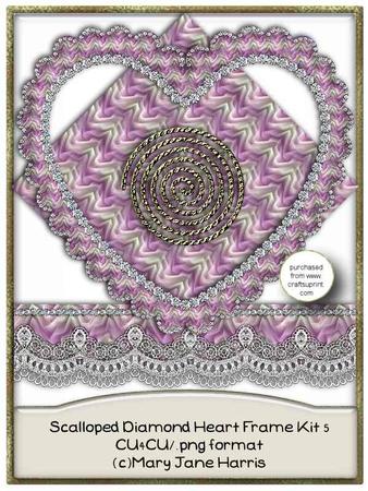 Scalloped Diamond Heart Frame Kit 5 - Cu4cu