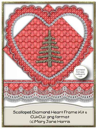 Scalloped Diamond Heart Frame Kit 6 - Cu4cu