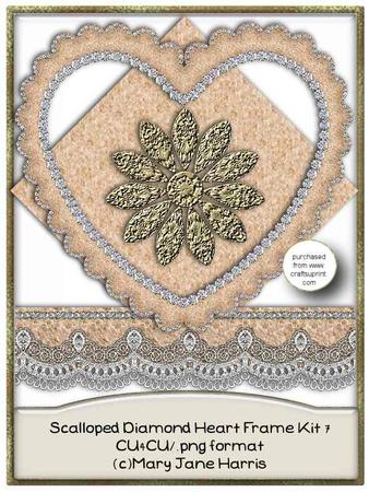 Scalloped Diamond Heart Frame Kit 7 - Cu4cu