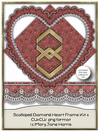 Scalloped Diamond Heart Frame Kit 8 - Cu4cu