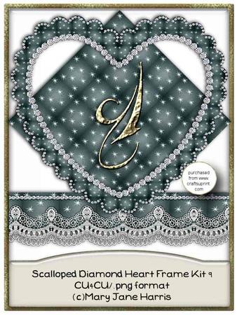 Scalloped Diamond Heart Frame Kit 9 - Cu4cu