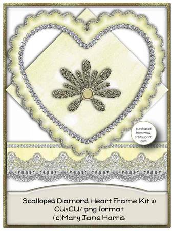 Scalloped Diamond Heart Frame Kit 10 - Cu4cu