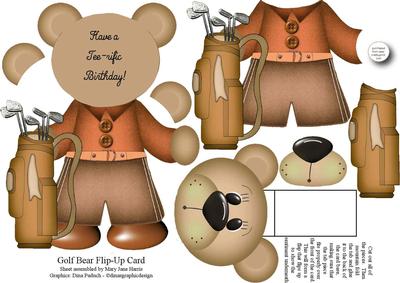 Golf Bear Flip-up Card 3