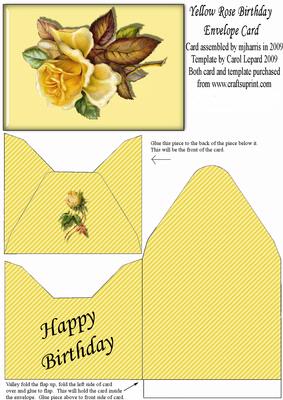 Yellow Rose Birthday Envelope Card