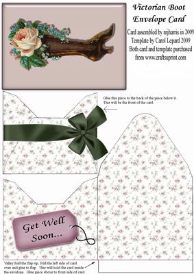 Get Well Victorian Boot Envelope Card
