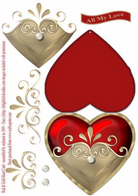 Red & Gold Heart Card