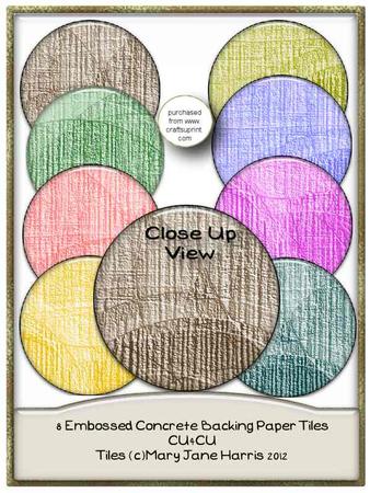8 Embossed Concrete Backing Paper Tiles - Cu4cu